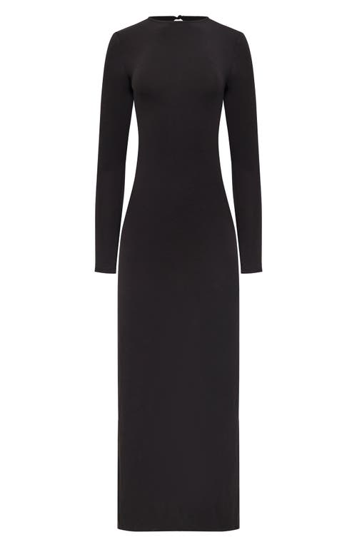 Lioness Muse Open Back Long Sleeve Maxi Dress In Black