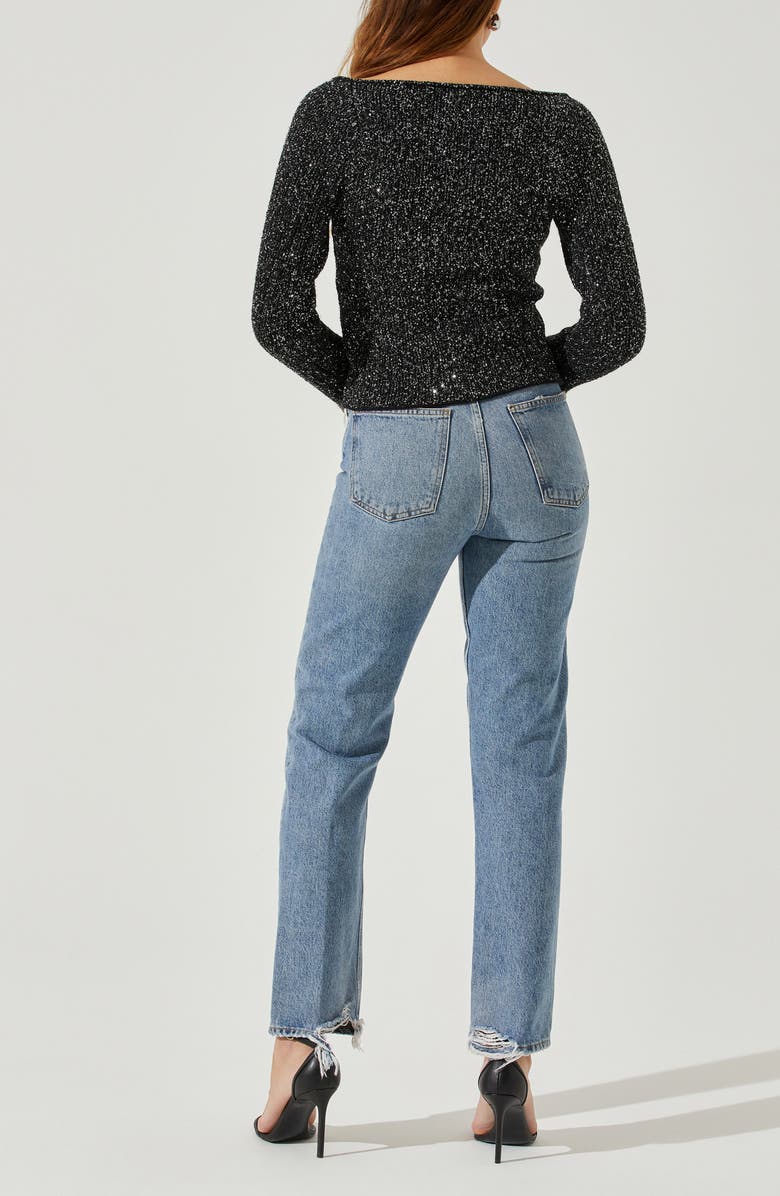 ASTR the Label Marina Metallic Sweater, Alternate, color, Black Silver