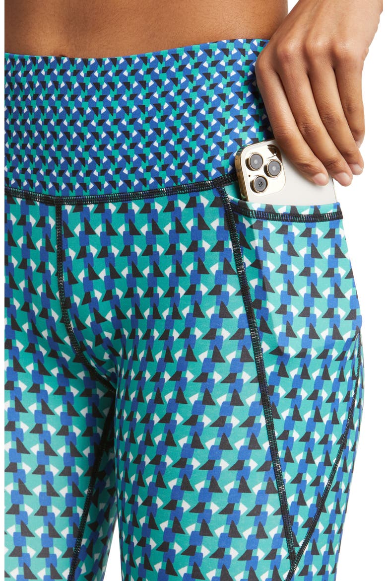 Print Power Workout 7/8 Pocket Leggings, Alternate, color, GREEN GEO PRINT