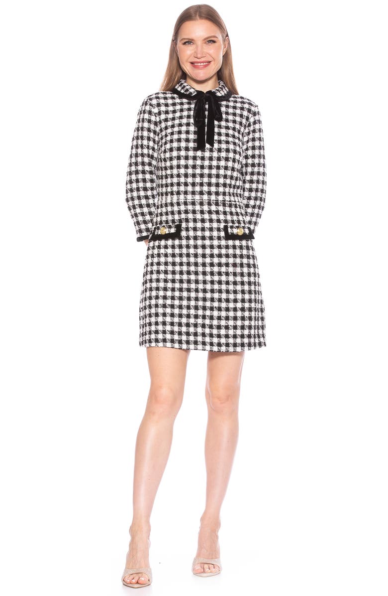 Alexia Admor Lexi Collared Tweed Dress, Alternate, color, Black Check