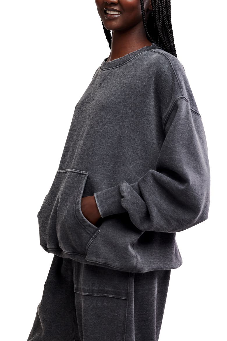 Intimately FP Slow It Down Oversize Cotton Blend Sweatshirt, Alternate, color, BLACK