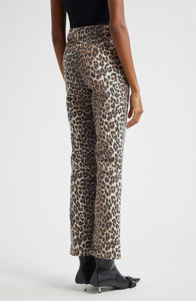 Ganni Betzy Leopard Stretch Organic Cotton Crop Jeans, Alternate, color,