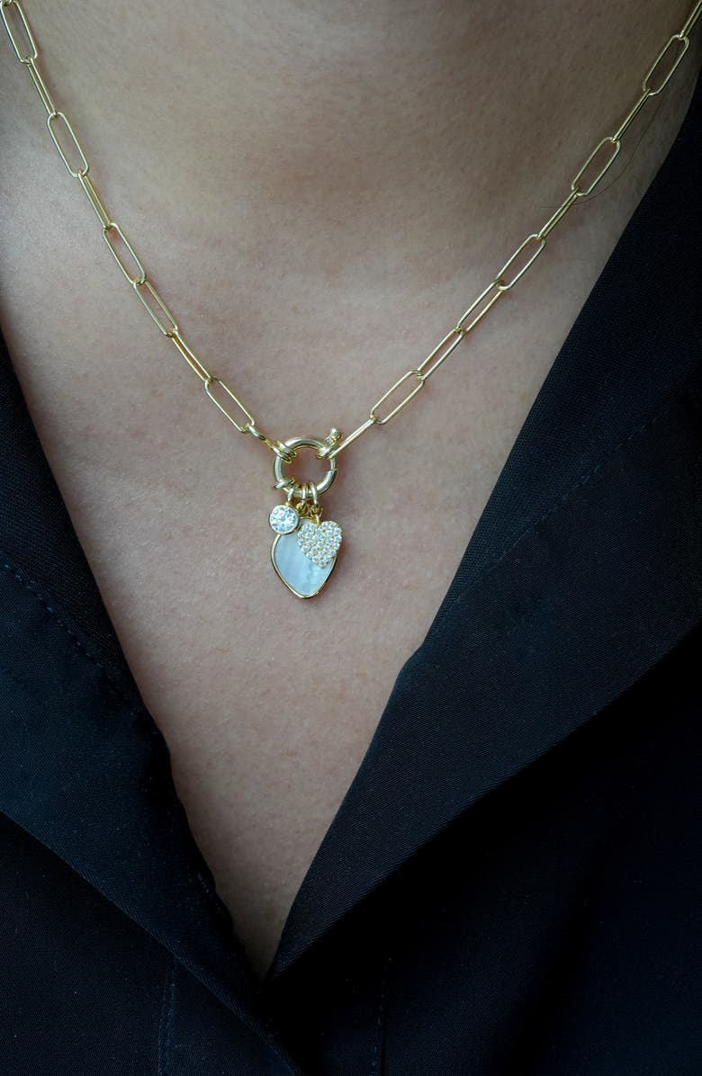 Argento Vivo Sterling Silver Triple Charm Pendant Necklace, Alternate, color, Gold