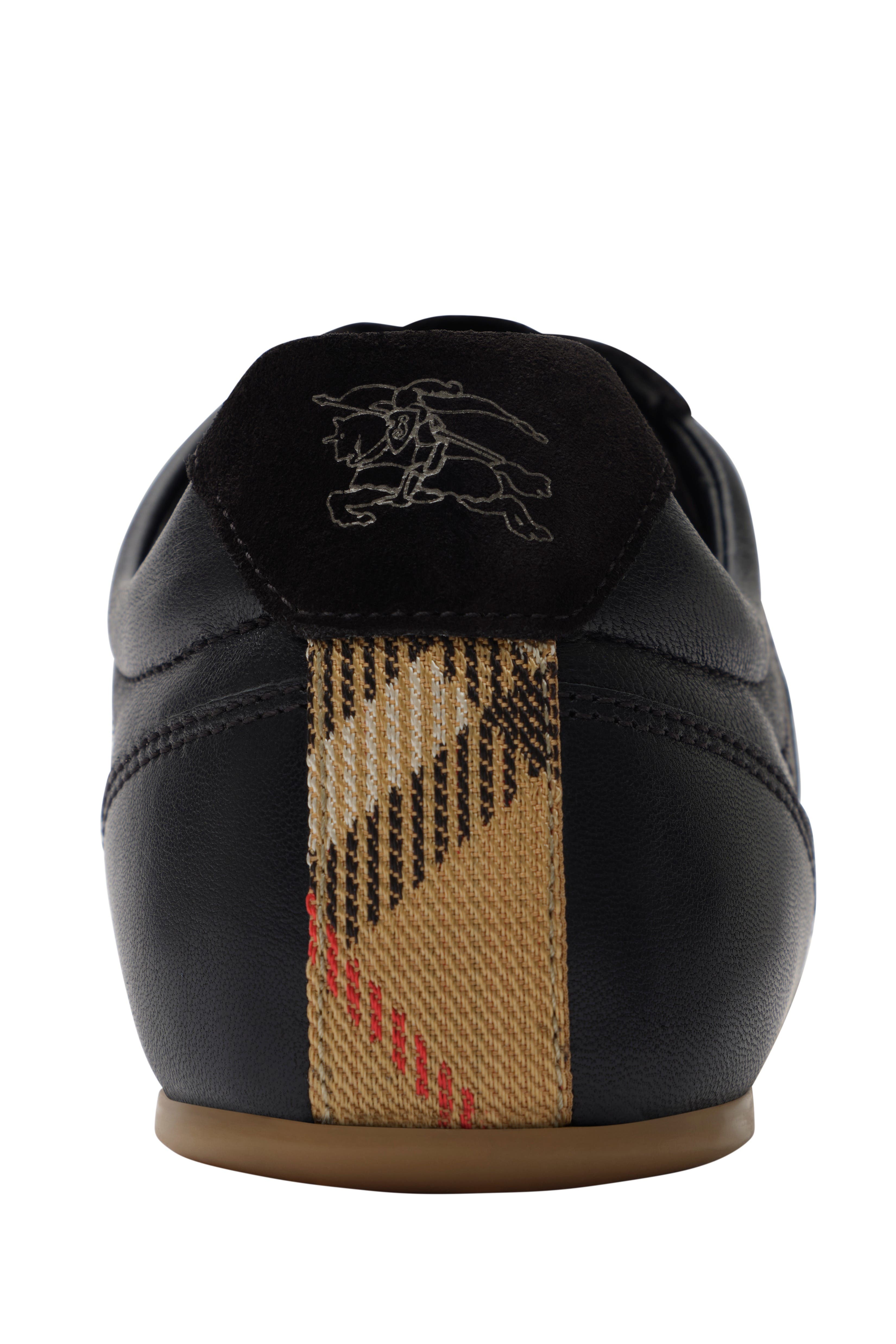 Burberry Leather Knight Runner Sneakers, Alternate, color, Black