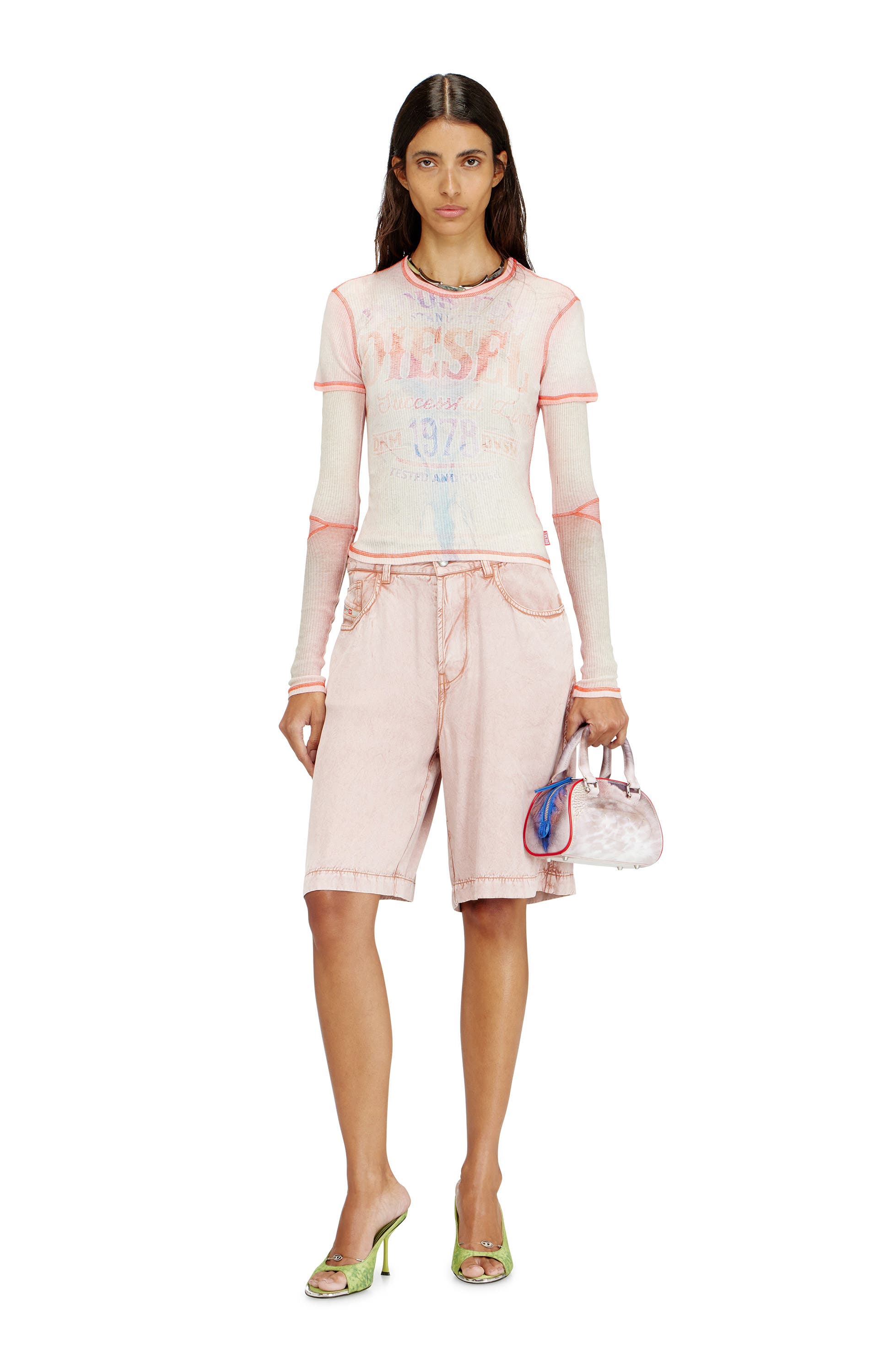 DIESEL<sup>®</sup> Mini 1DR Dome Faux Leather Bowling Bag, Alternate, color, Pink