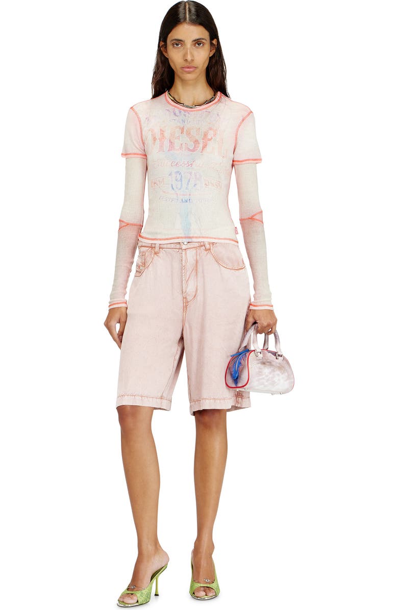 DIESEL<sup>®</sup> Mini 1DR Dome Faux Leather Bowling Bag, Alternate, color, Pink