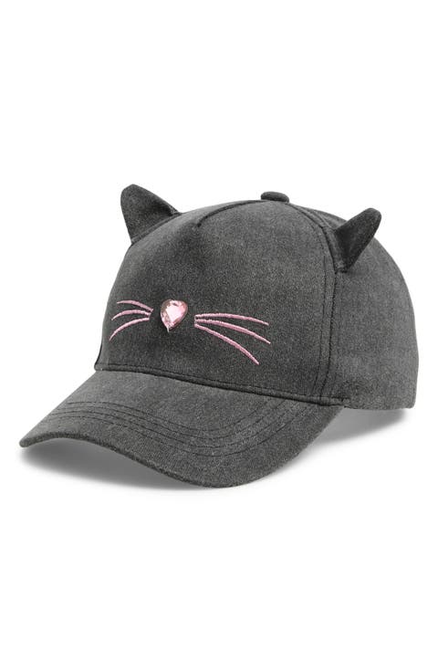Kids' Washed Denim Kitty Baseball Cap