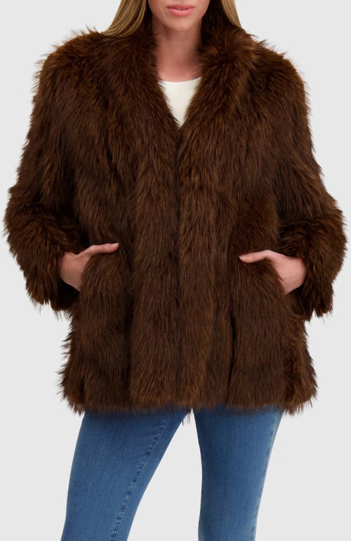 Lyla Grant Fur-free Fox (faux Fur) Jacket In Brown