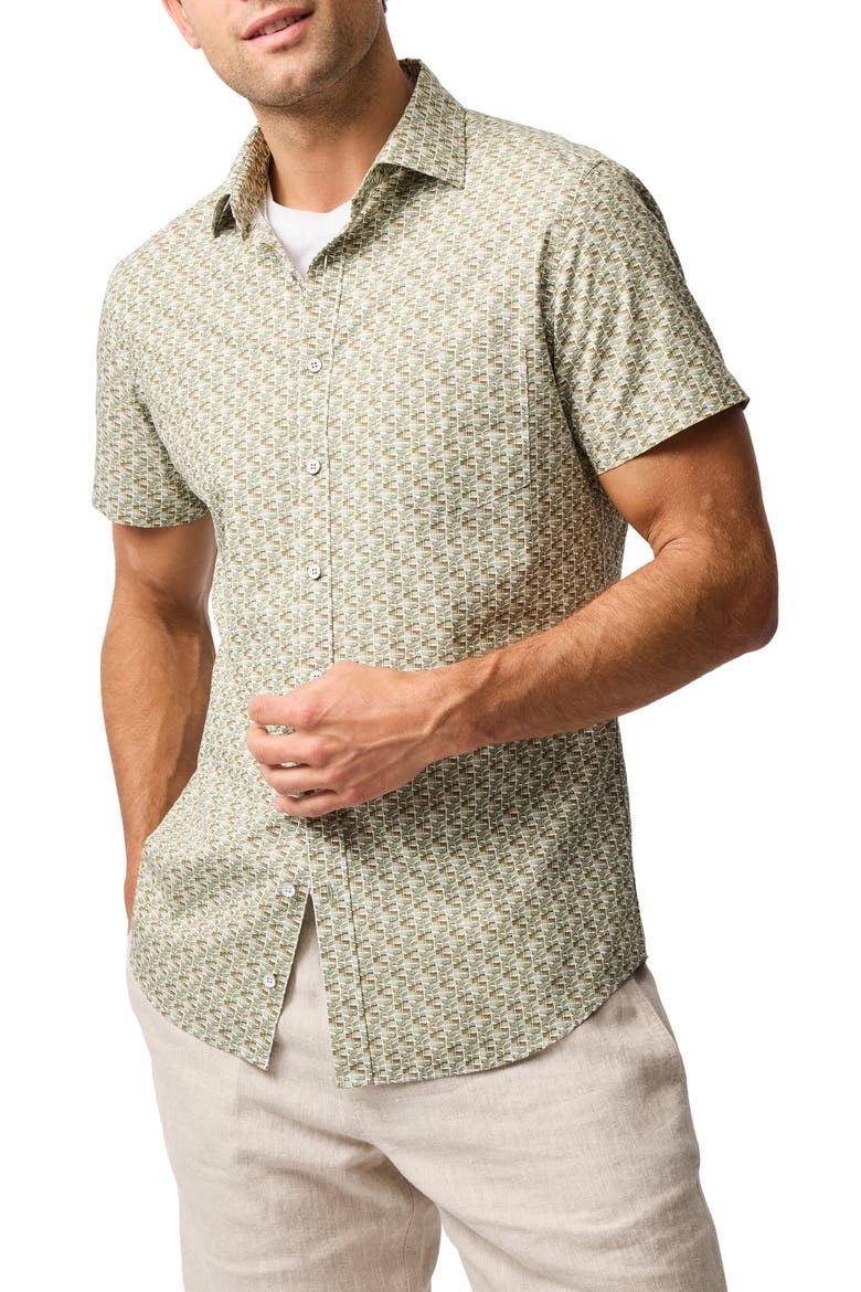 Avonside Short Sleeve Organic Cotton Button-Up Shirt, Main, color, FERN