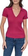 DKNY Jeans Short Sleeve Rib Polo Sweater