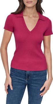 DKNY Jeans Short Sleeve Rib Polo Sweater