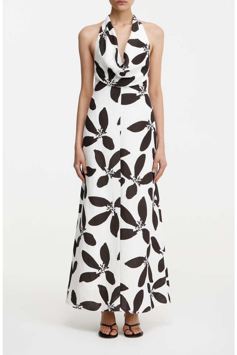 Jennifer Print Halter Maxi Dress, Main, color, CREAM BLOSSOM