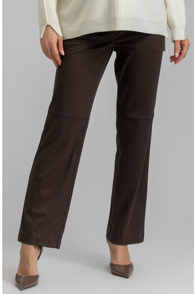 Straight Leg Faux Leather Maternity Pants, Main, color, DARK BROWN