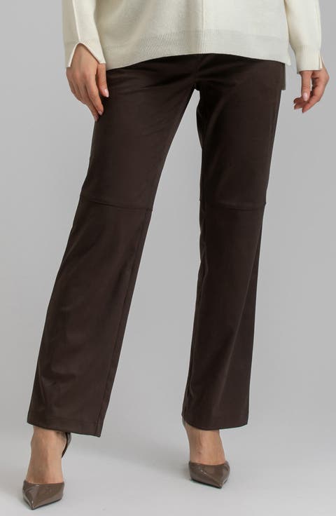 Straight Leg Faux Leather Maternity Pants