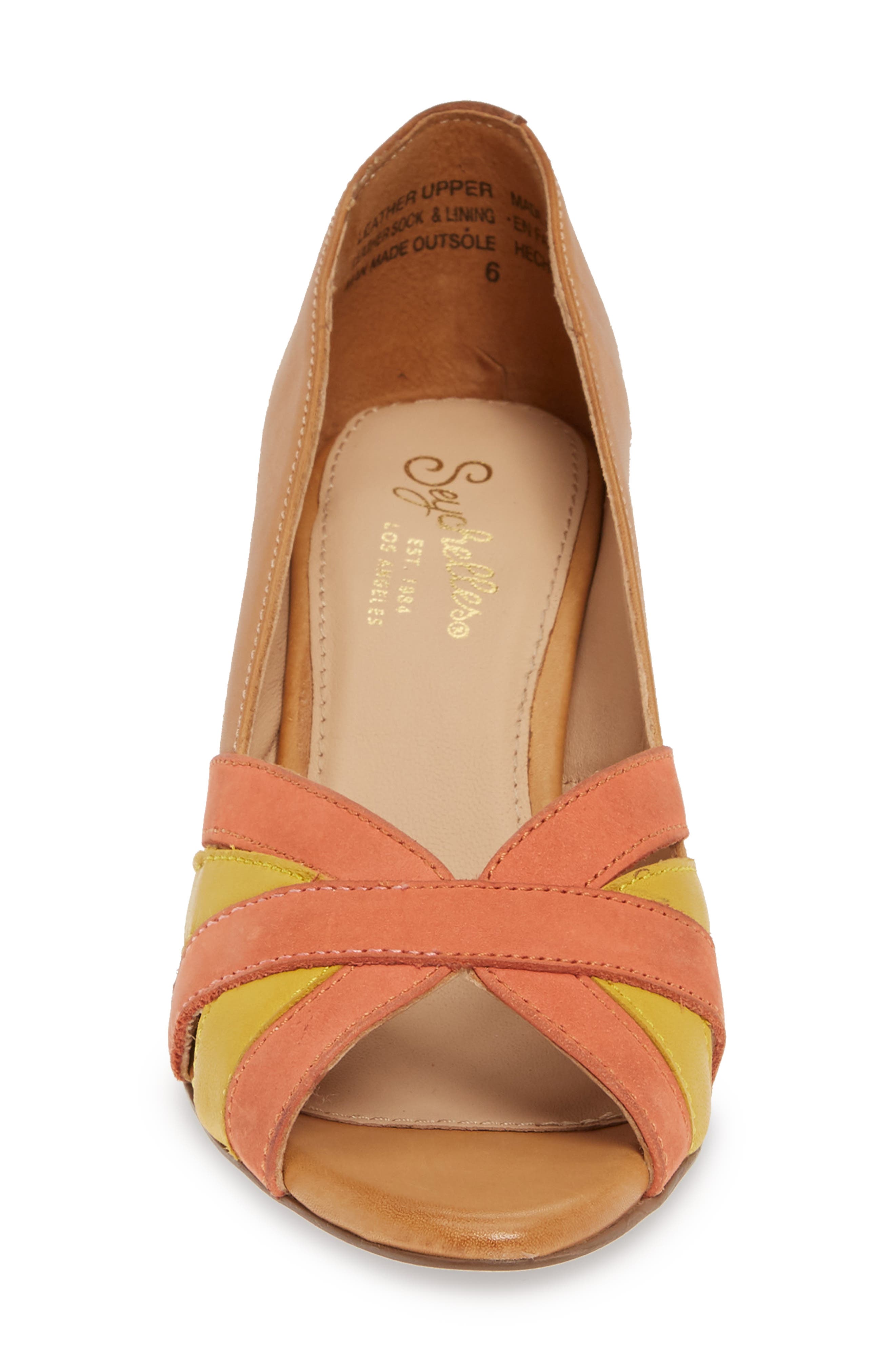 Pennant Peep Toe Pump, Alternate, color, TAN MULTI LEATHER