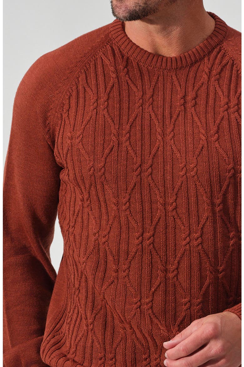 Ravello Merino Wool Cable Knit Sweater, Alternate, color, RUST