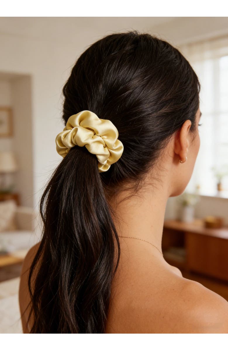 SILKSILKY 3Pcs Bundle Pure Silk Classic Hair Scrunchies - 2cm, Alternate, color, Black