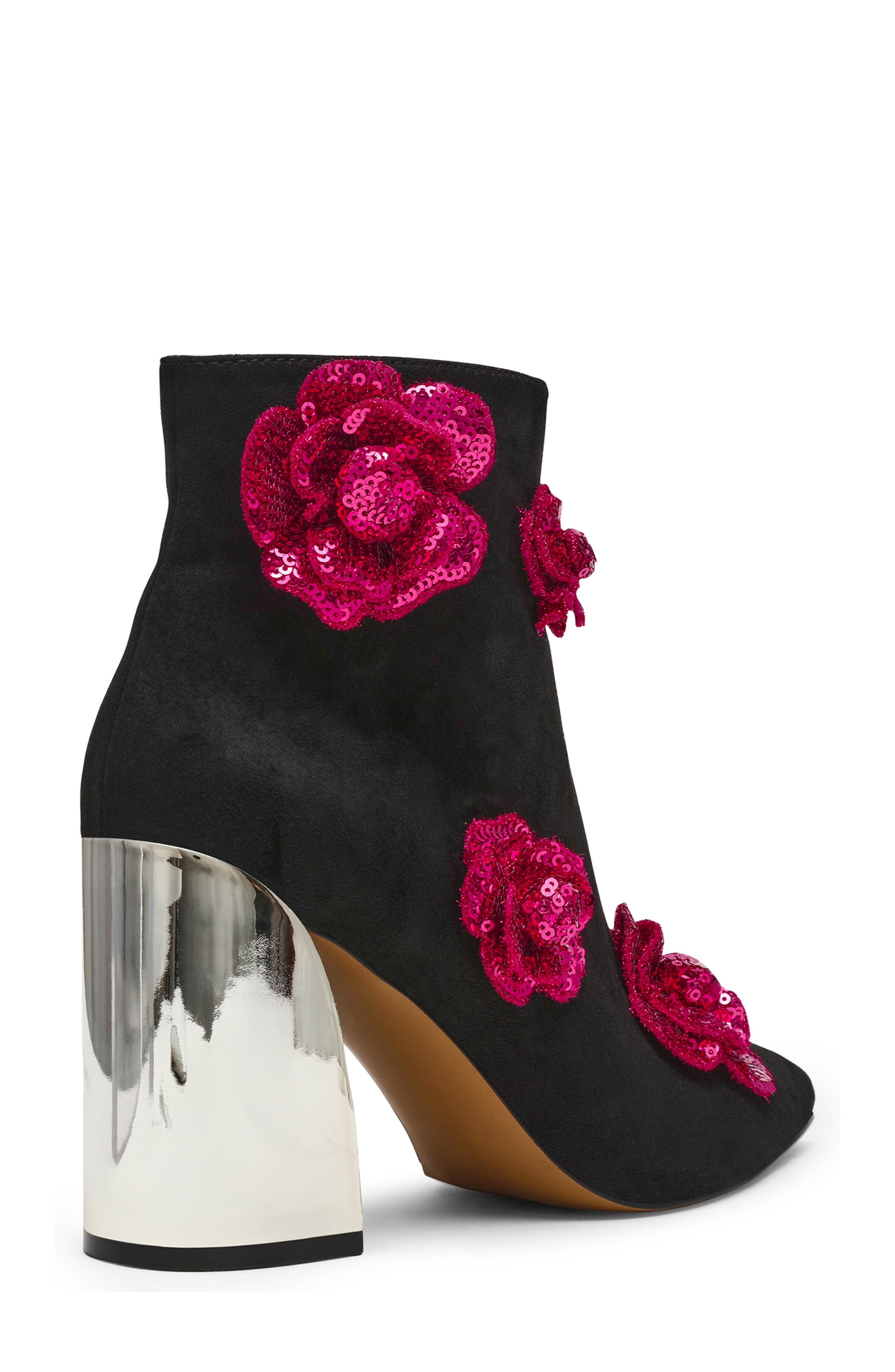 Betsey Johnson Finlee Sequin Flower Pointed Toe Bootie, Alternate, color, 