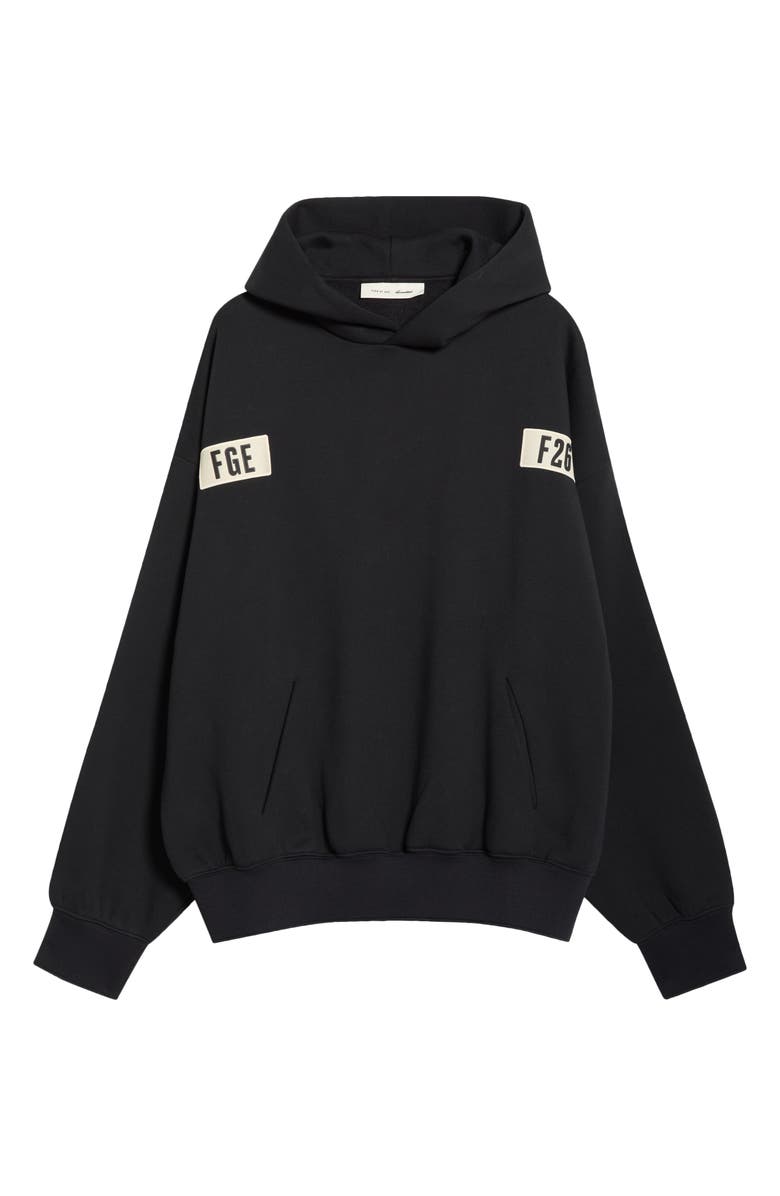 Fear of God Essentials '90's Logo Graphic Cotton Blend Hoodie, Main, color, Vintage Black