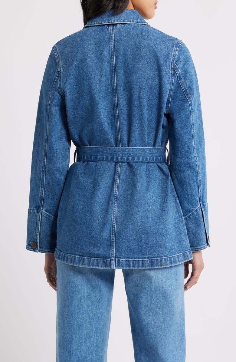 Caslon<sup>®</sup> Belted Denim Chore Jacket, Alternate, color, Medium Wash