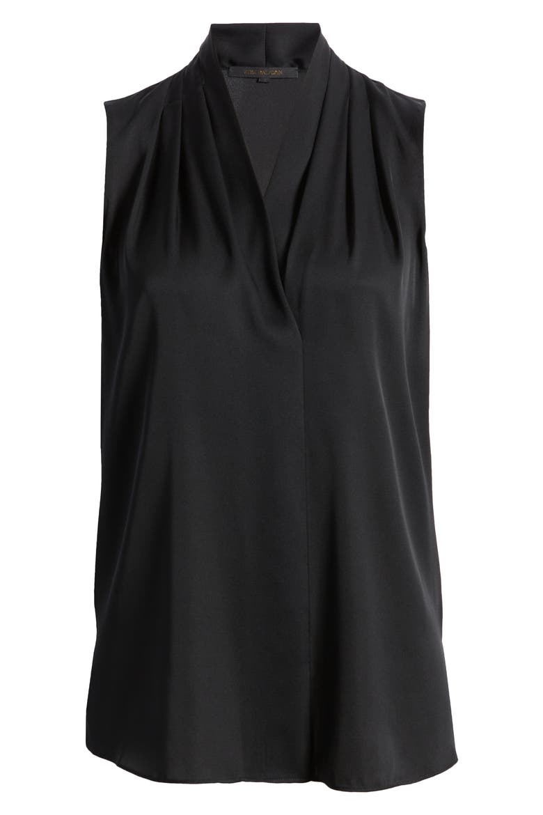 'Mila' Sleeveless Stretch Silk Blouse, Alternate, color, BLACK
