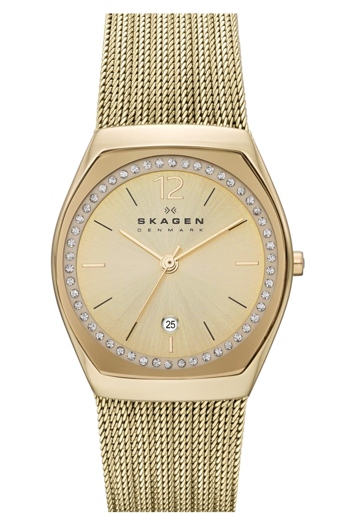 Skagen 'Asta' Crystal Bezel Mesh Strap Watch, 28mm (Nordstrom Exclusive ...