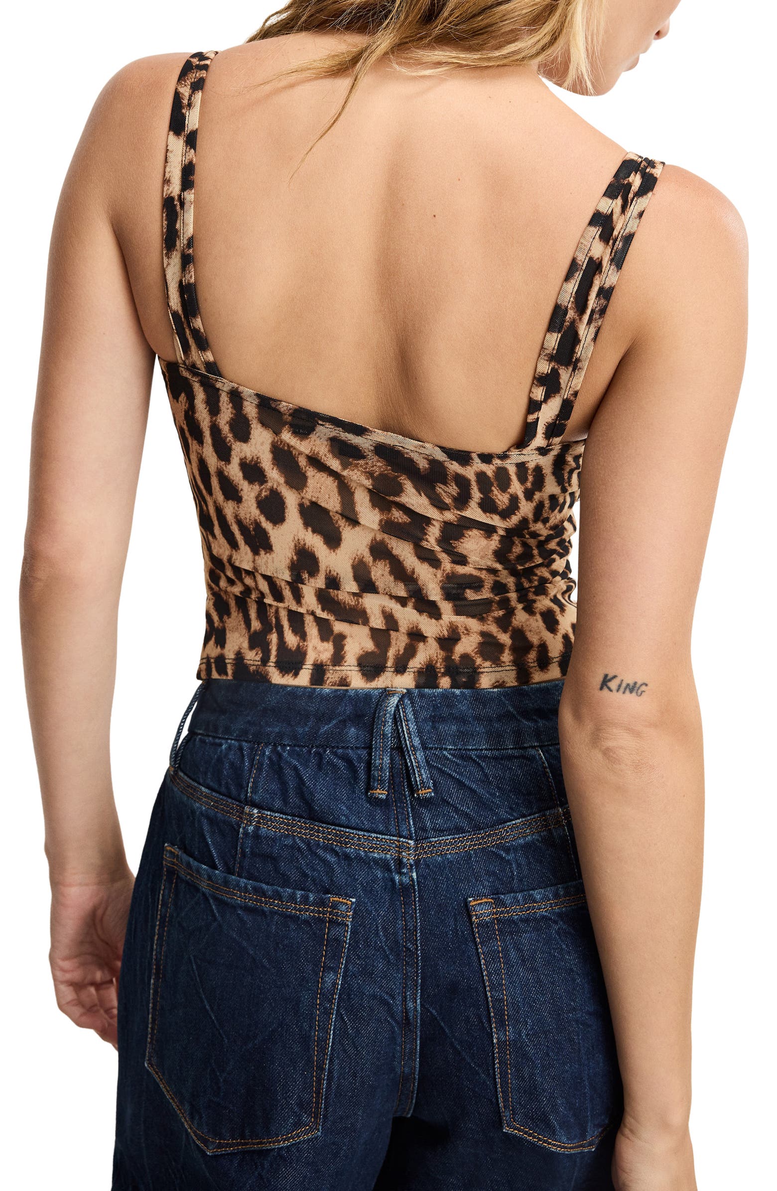 Good American Print Mesh Bustier Top | Nordstromrack
