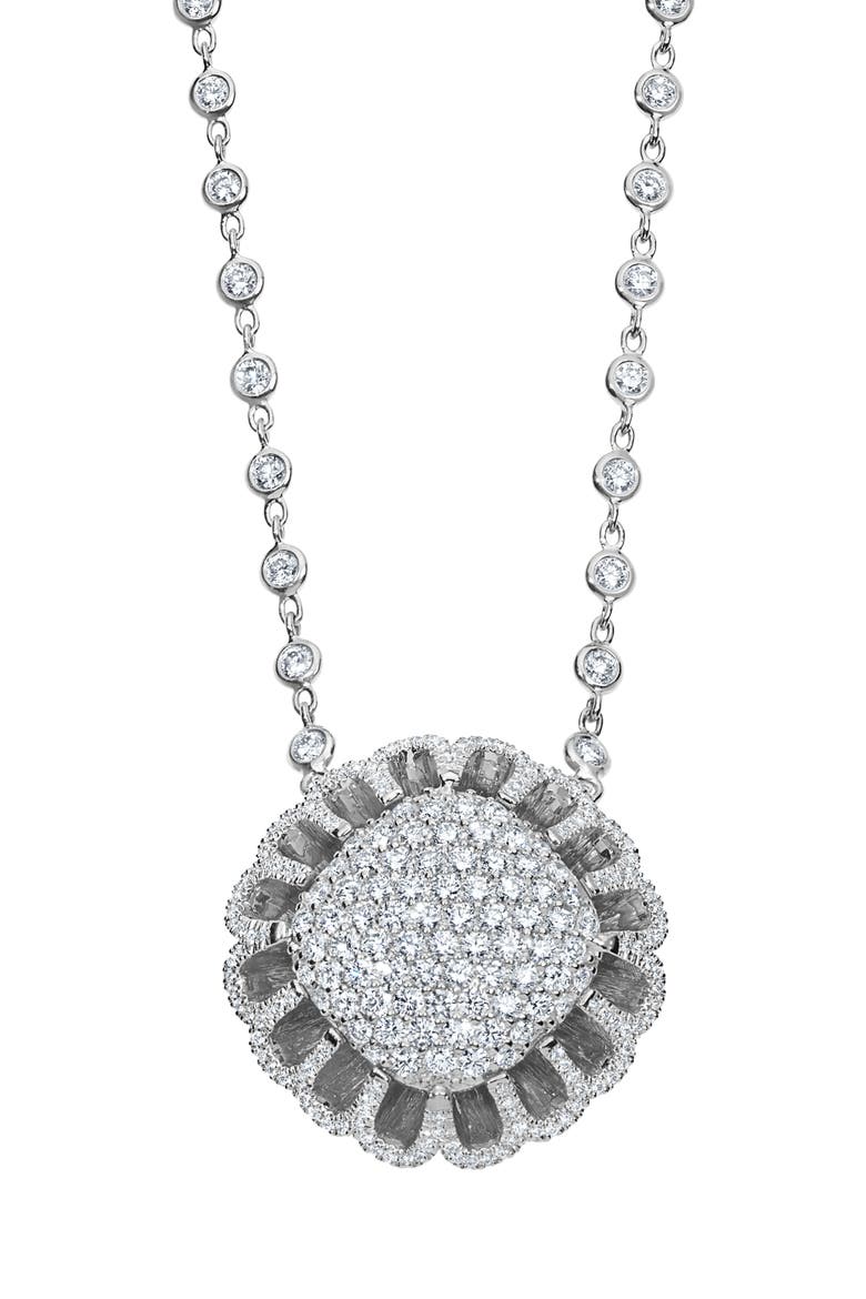 Floating All Diamond Pendant Necklace, Alternate, color, 18K WHITE GOLD