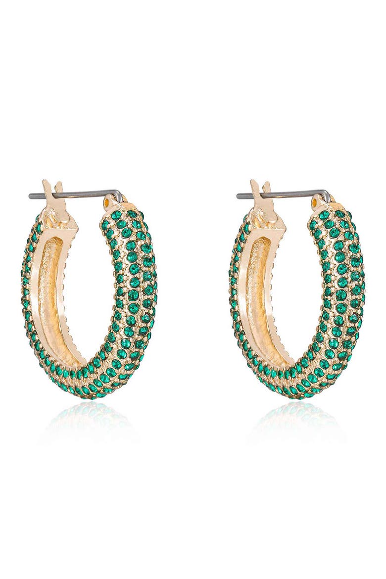 Cubic Zirconia Tube Hoop Earrings, Alternate, color, GREEN