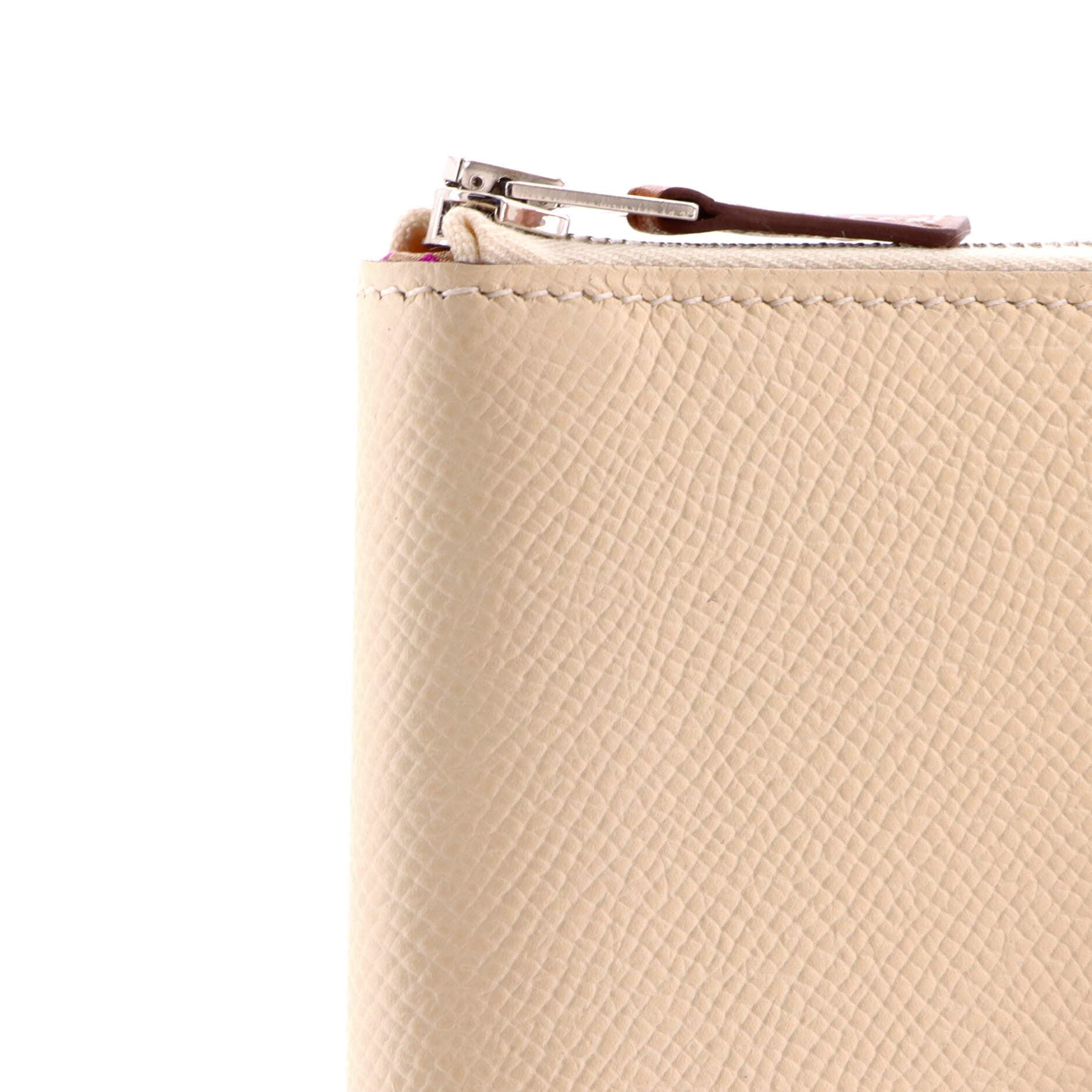Pre-Owned Hermes Azap Zip Around Wallet Silk'in Epsom Compact, Alternate, color, Nata