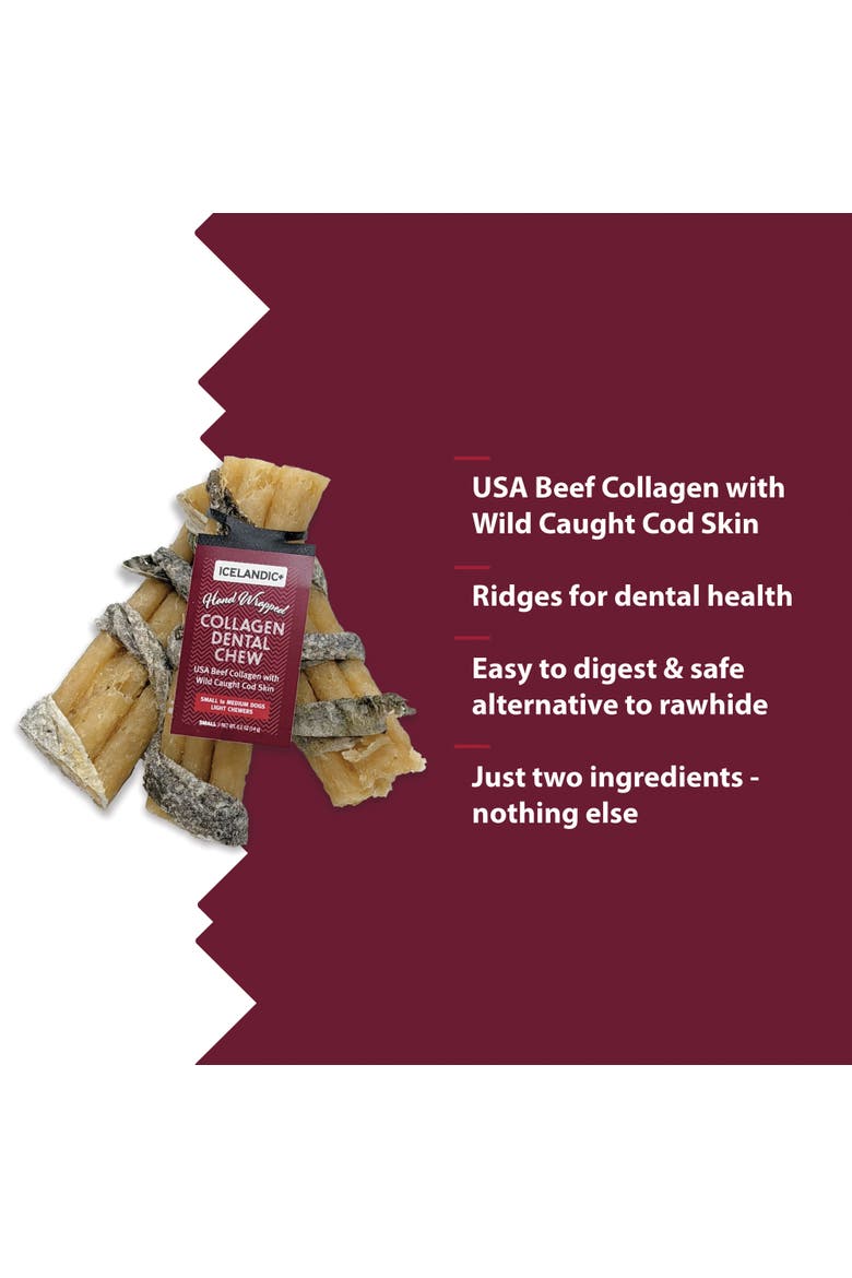 Collagen Dental Chew Beef & Cod Skin - 18 Pack - 8" Dog Treat Stick, Alternate, color, Multicolored