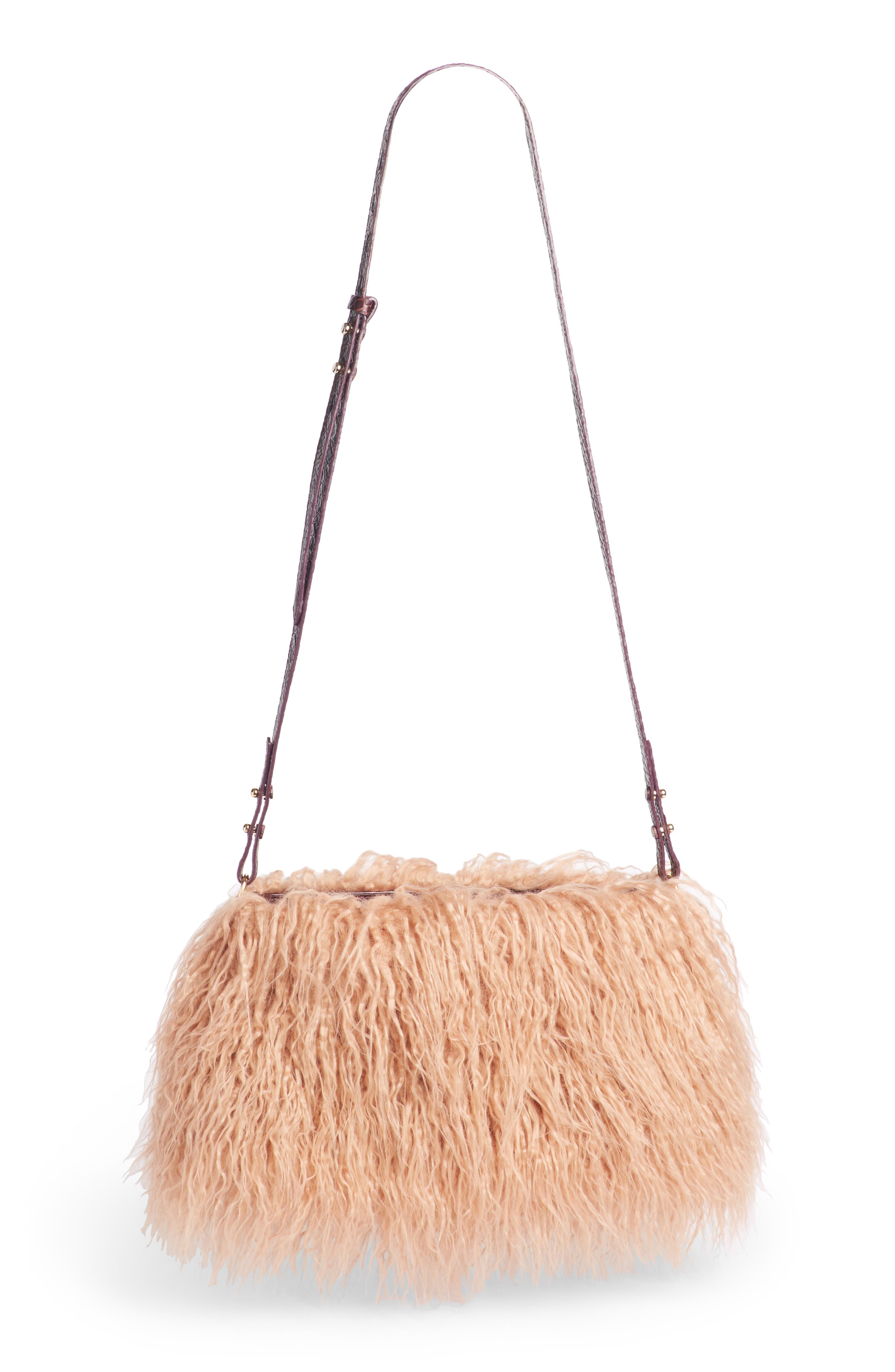 Faux Shearling Crossbody Bag, Alternate, color, BLUSH