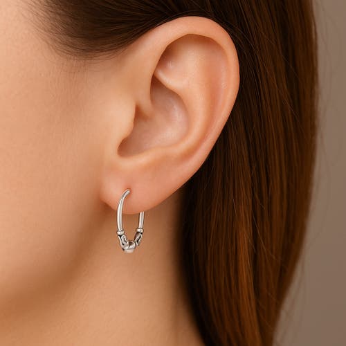 Donatello Gian Sterling Silver Fancy Hoop Earrings In Metallic