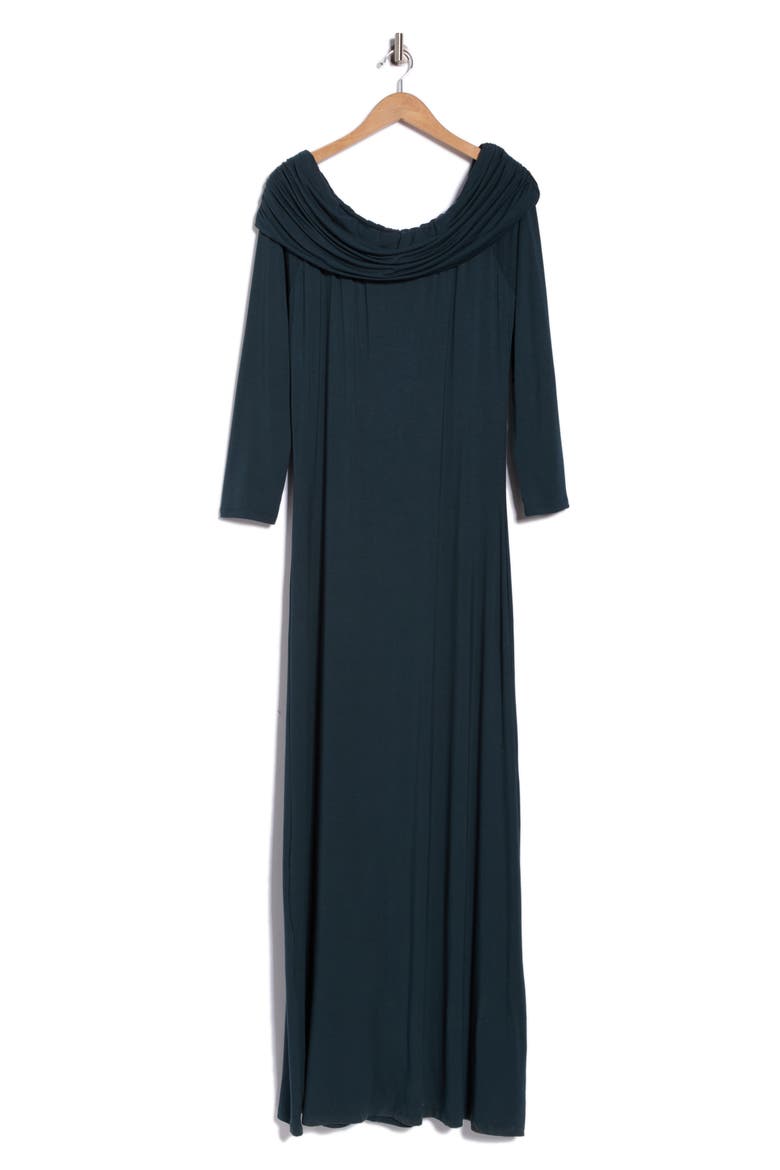 Off the Shoulder Long Sleeve Maxi Dress, Alternate, color, DARK GREEN