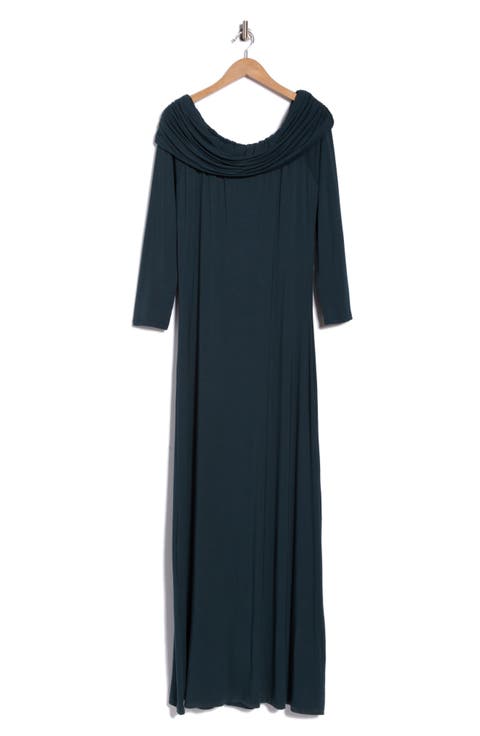 Off the Shoulder Long Sleeve Maxi Dress (Plus)