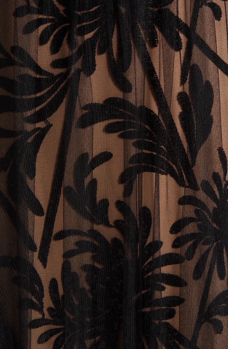 Tadashi Shoji Sequin Illusion Lace Off the Shoulder Cap Sleeve Gown, Alternate, color,