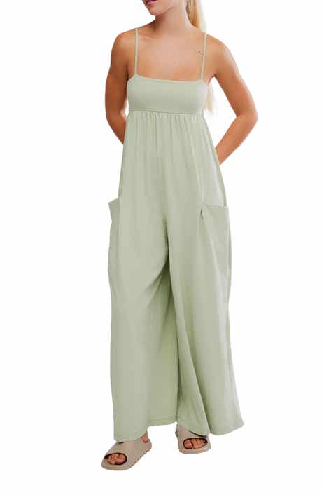 Free People FP Movement Hot Shot Strappy Stretch Cotton Jumpsuit