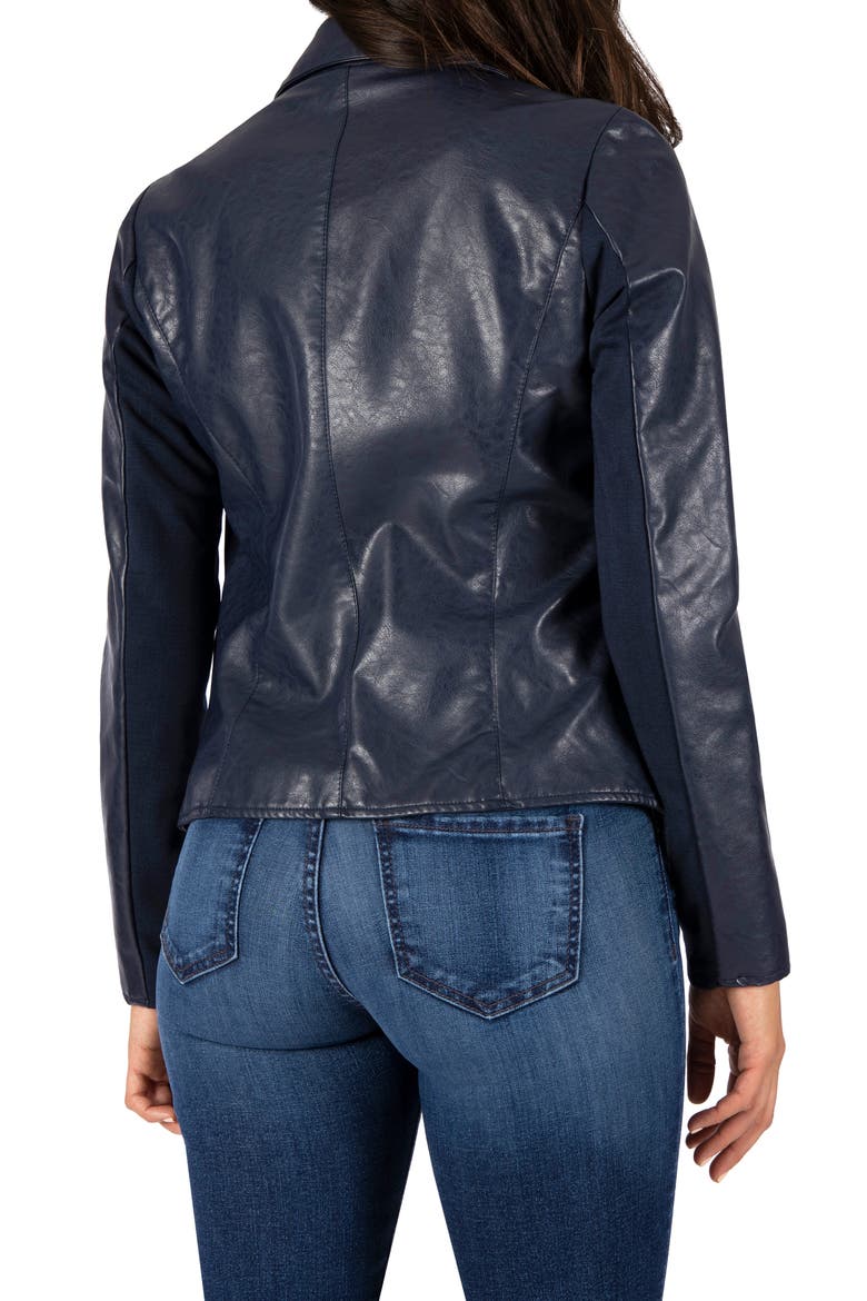 Ciana Faux Leather Blazer, Alternate, color, NAVY