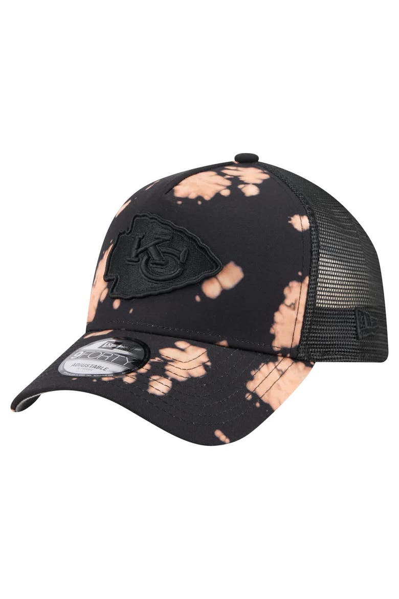Men's New Era Black Kansas City Chiefs Bleached 9FORTY A-Frame Adjustable Hat, Main, color, Black