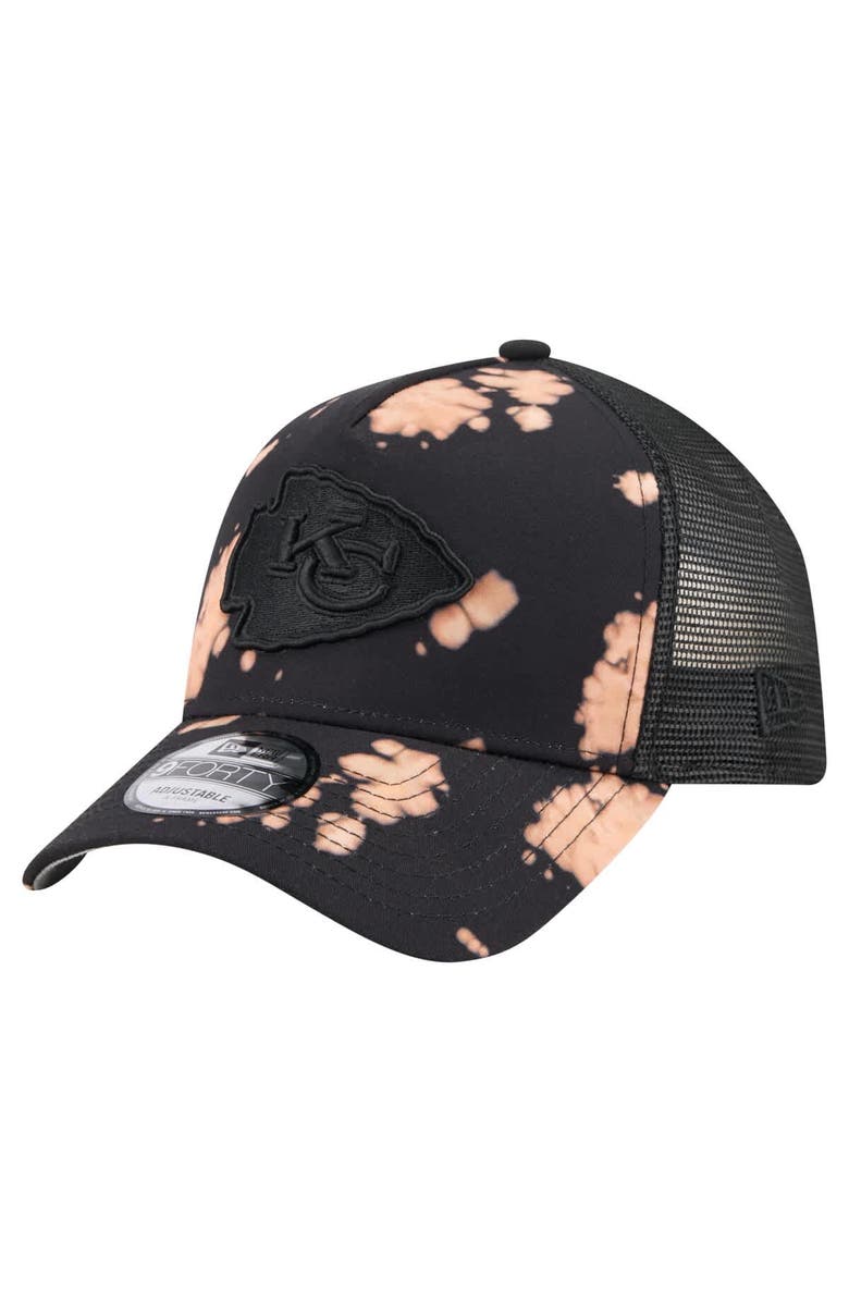 New Era Men's New Era Black Kansas City Chiefs Bleached 9FORTY A-Frame Adjustable Hat, Main, color, Black