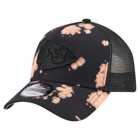 Men's New Era Black Kansas City Chiefs Bleached 9FORTY A-Frame Adjustable Hat