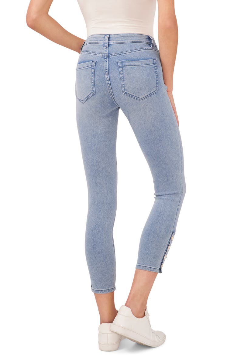 CeCe Floral Button Skinny Ankle Jeans, Alternate, color, 