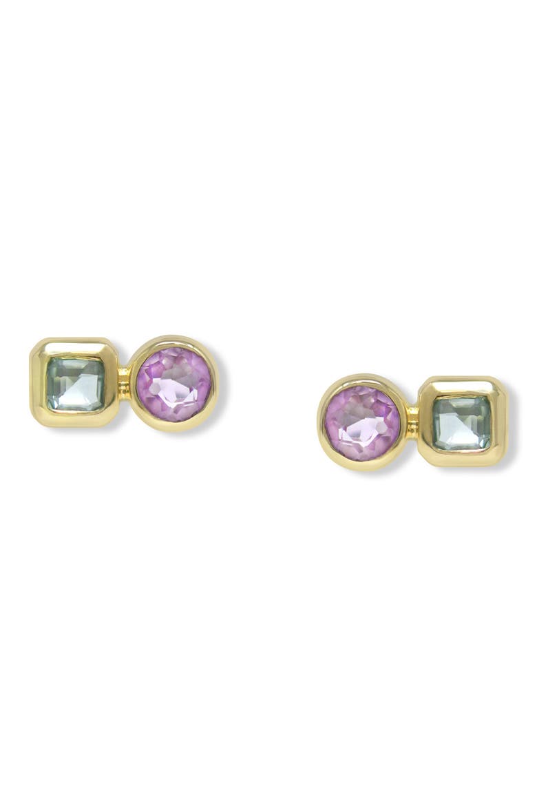 Cléo Jaeda Double Stud Earrings, Main, color, 14K YELLOW GOLD/ MULTICOLOR
