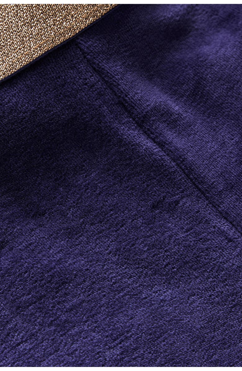 Mini Boden Kids' Metallic Velvet Flare Leggings, Alternate, color, College Navy