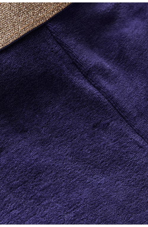 Mini Boden Kids' Metallic Velvet Flare Leggings In Blue