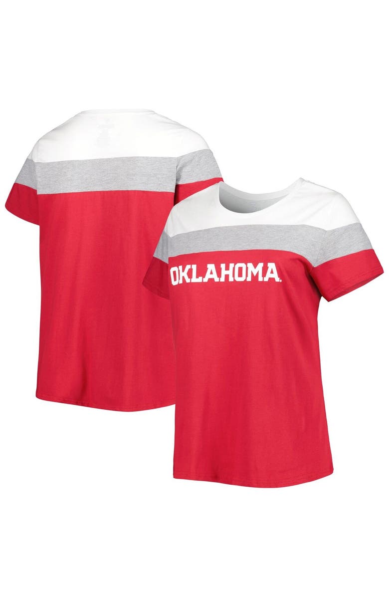PROFILE Women's Crimson Oklahoma Sooners Plus Size Split Body T-Shirt, Main, color, 