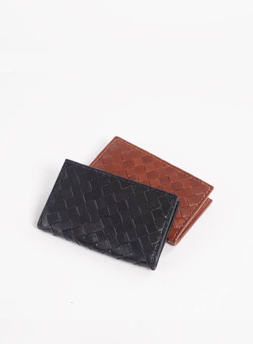 Deux Mains Woven Card Holder In Black