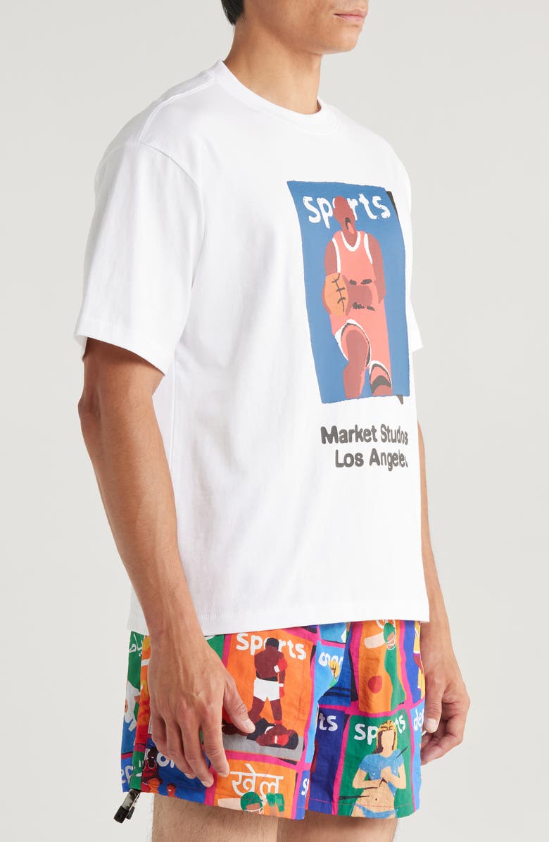 MARKET Basketball Cotton Graphic T-Shirt, Alternate, color, White