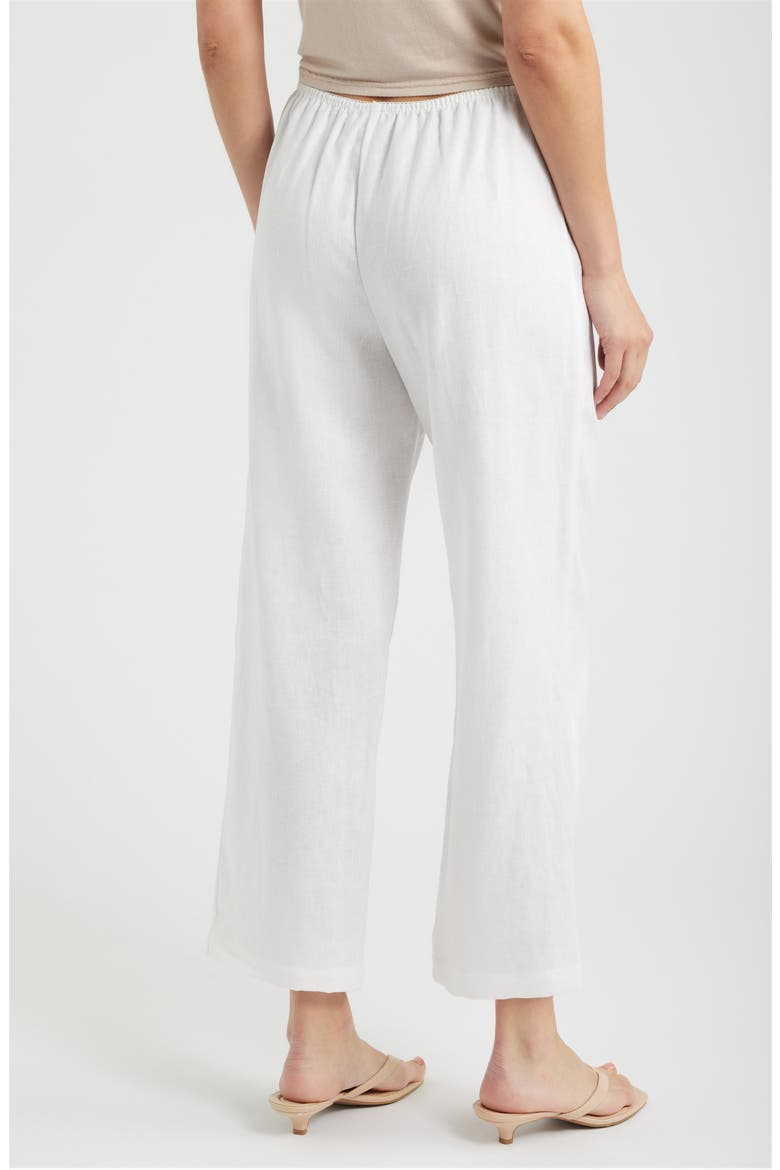 Lilah Lace Trim Linen Pants, Alternate, color, WHITE