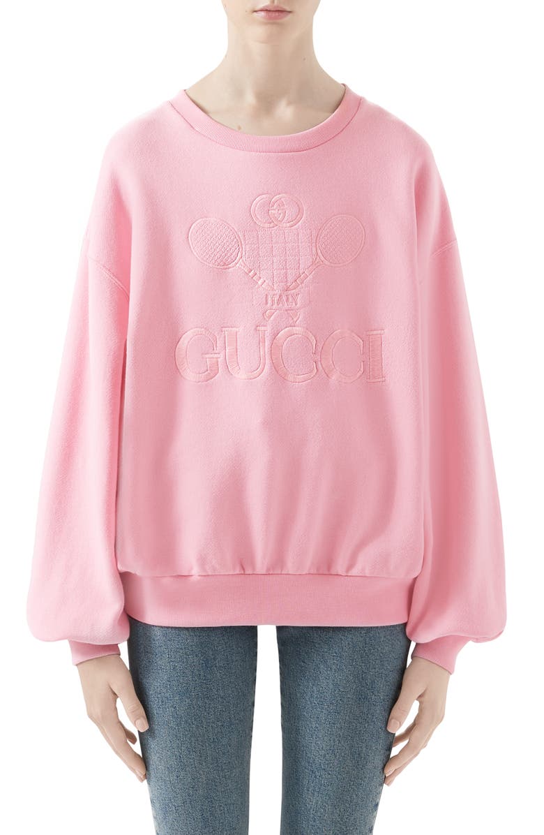 Gucci Tennis Embroidered Jersey Sweatshirt, Main, color, 
